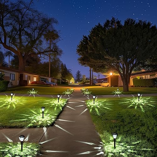 Miniatura 1 de Paquete de 8 luces solares para exteriores, luces solares brillantes para caminos con gran patrón, luces solares impermeables de encendidoapagado