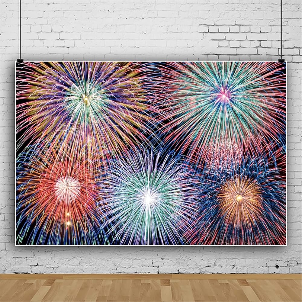 Amazon.co.jp: Qinunipoto 背景布 花火大会 花火の背景 夏 1.5x1m 記念