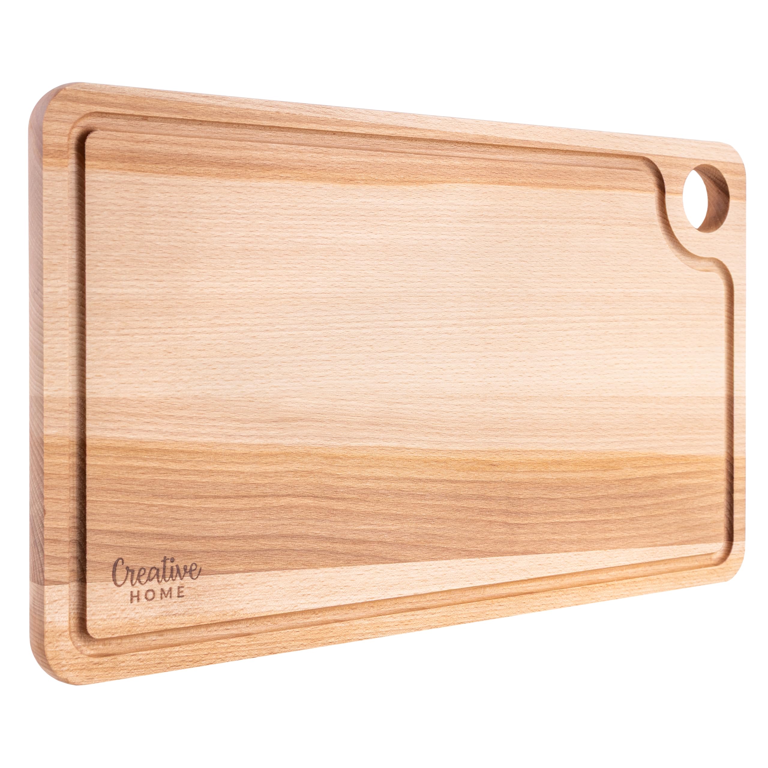 Creative Home Grande Planche a Decouper Bois | 42 x 24,​5 x 1,​5 (+/​– 1 cm) | Planche à Découper pour la Cuisine | avec Rainure pour le Jus | Bois de Hêtre Naturel | Double Face