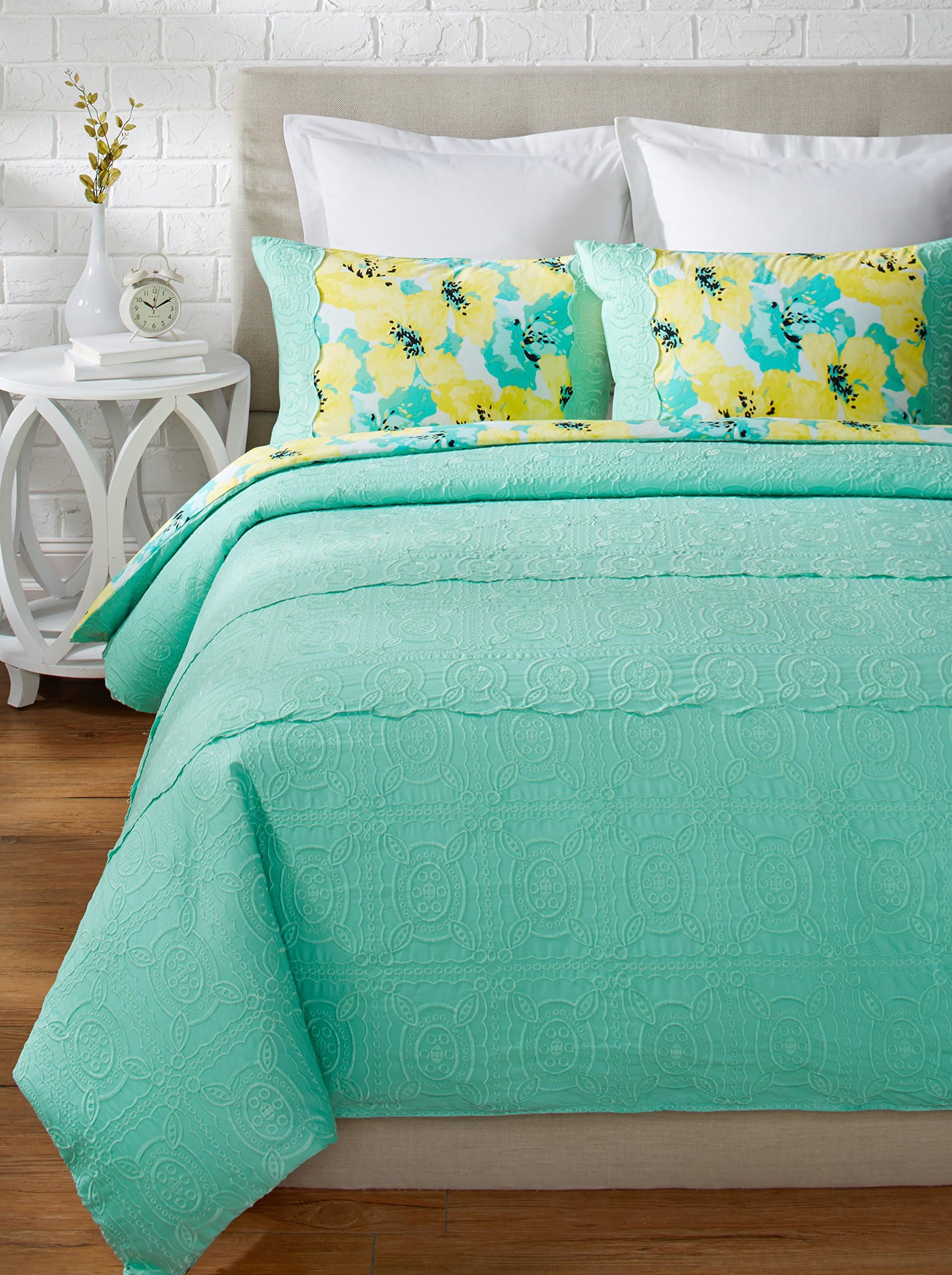 Nanette Lepore Villa 3-Piece Cottage Fresh Duvet Set, Queen, Turquoise