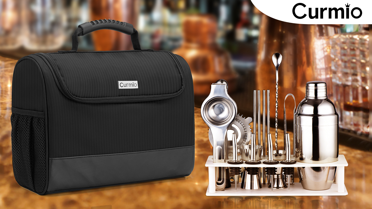 CURMIO Bartender Set Aufbewahrungstasche, Tragetasche für Cocktail Set, Cocktailshaker Bar Set, Reisetasche für… – Bild 8