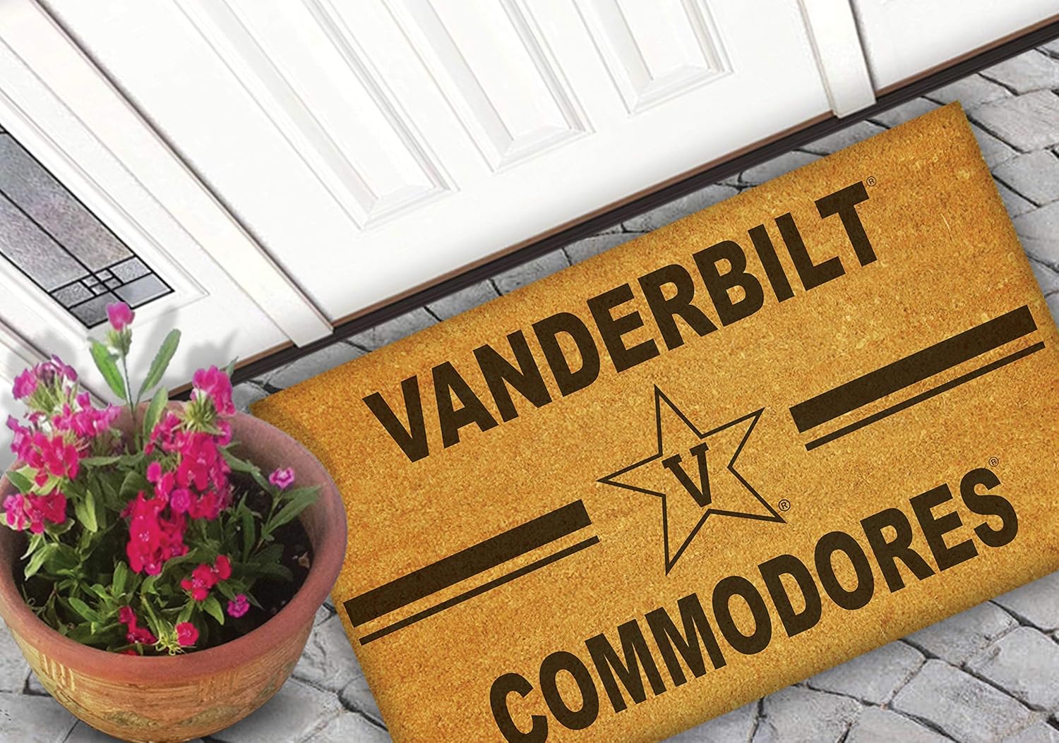 KH Sports Fan Vanderbilt Commodores Team Logo Coir Doormat, 18x30 Inches, Commodores Outdoor Rug; Display Your Team Spirit with This Unique Vanderbilt Commodores Doormat