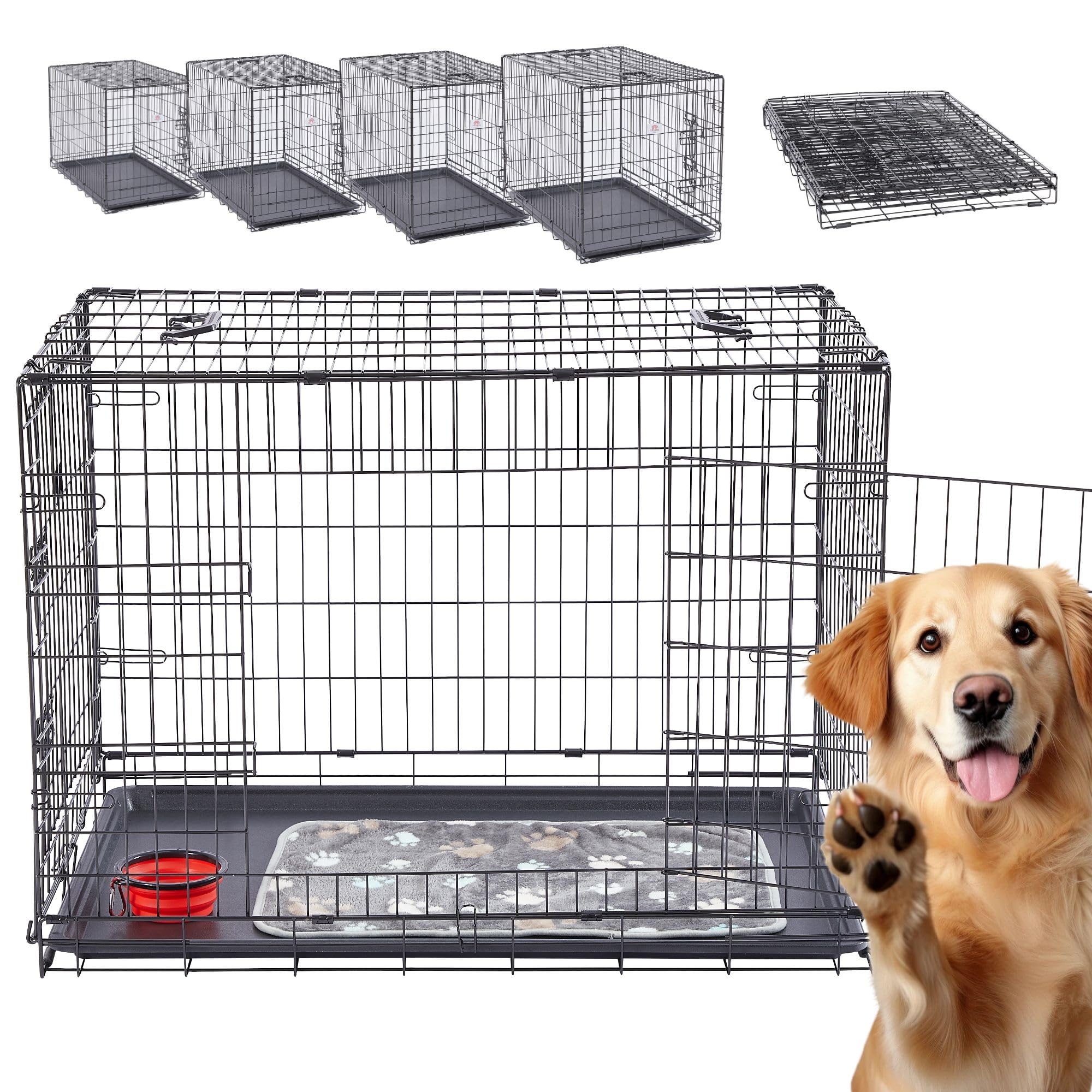 Arebos Hundekäfig 63 x 45 x 51 cm – faltbare Transportbox mit 2 Türen (Schwarz)