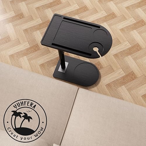 Vista 3 de 360° Rotatable Sofa Tray Table for Couch Arm - Height Adjustable End Table for Bed or Chair with Phone & Tablet Slots, TV Tray Table, Side Table