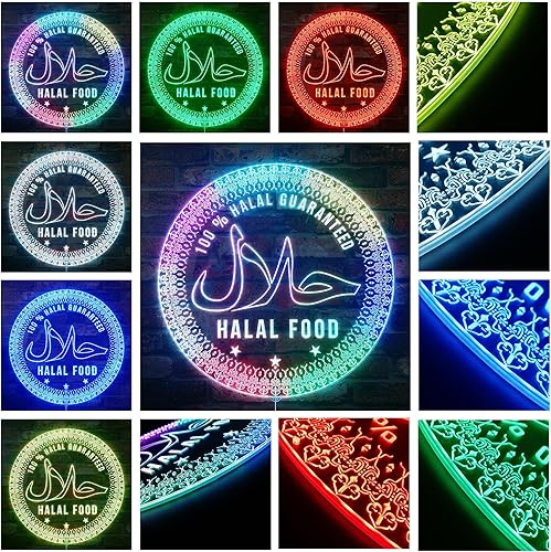 Miniatura 3 de ADVPRO Halal Food Muslim Guaranteed RGB Dynamic Glam LED Sign - Forma de corte a borde - Decoración de pared 3D inteligente - Iluminación dinámica