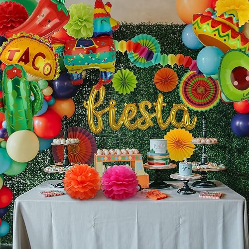 Miniatura 3 de GGDE Decoración de fiesta mexicana para fanáticos de papel, pancarta de letras mexicanas de taco, llama, cactus, aguacate, chile, pimienta, globos