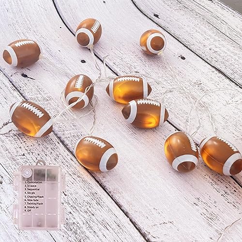 YEAMAR Guirnalda de luces de fútbol de 13 pies20 LED alimentadas por pilas para decoración de habitación de niños, luces decorativas de fiesta