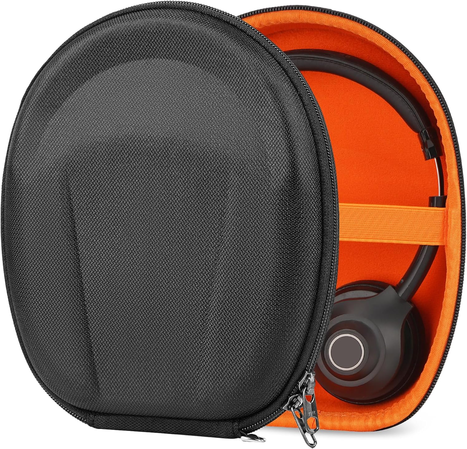 Geekria Shield Headphones Case Compatible with JLab Go Work, JBuds Lux ANC, Epic Lux Lab Edition ANC, Replacement Protective Hard Shell Travel Carrying Bag with Cable Storage (Black)