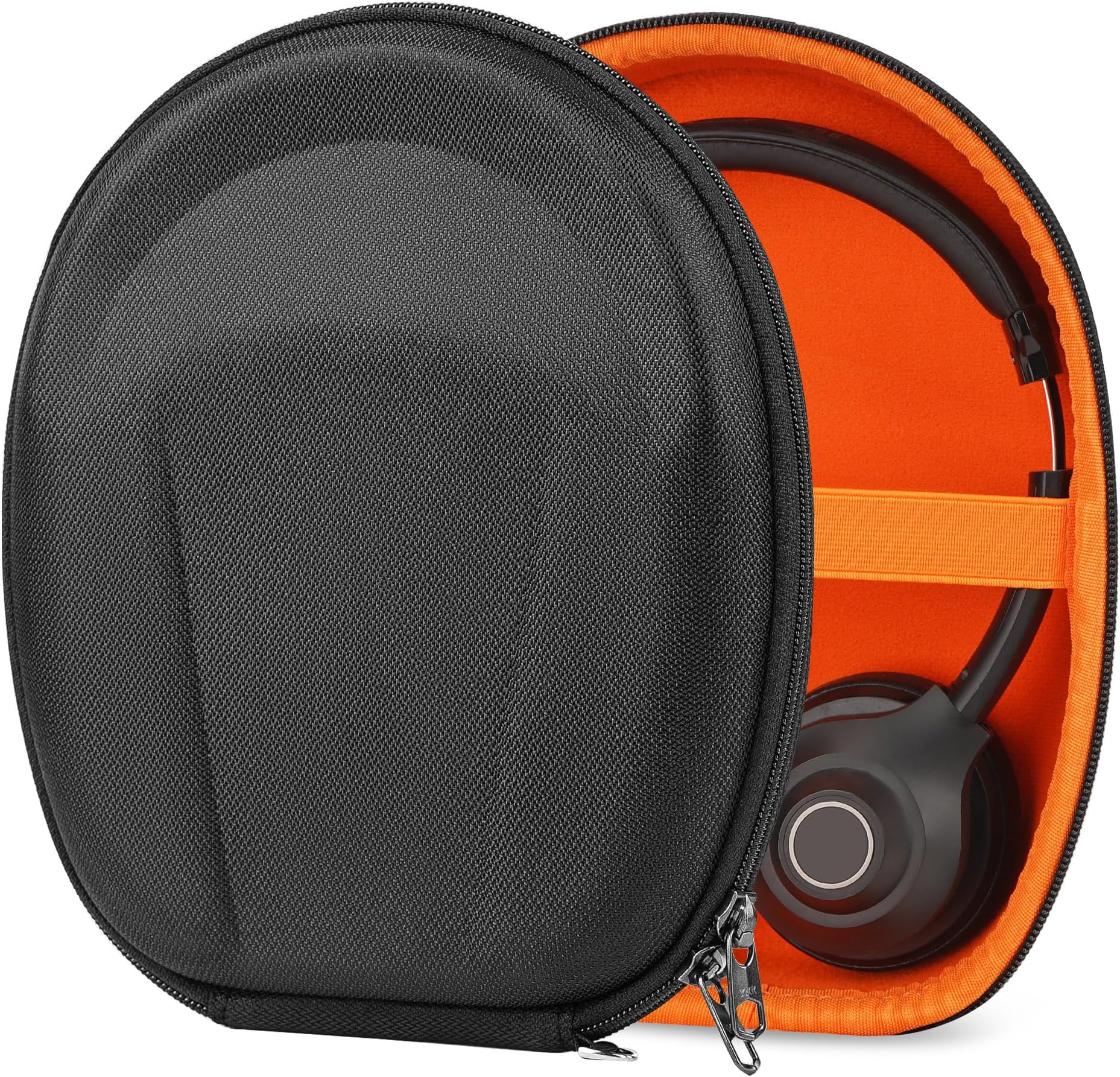 Geekria Shield Headphones Case Compatible with JLab Go Work, JBuds Lux ANC, Epic Lux Lab Edition ANC, Replacement Protective Hard Shell Travel Carrying Bag with Cable Storage (Black)