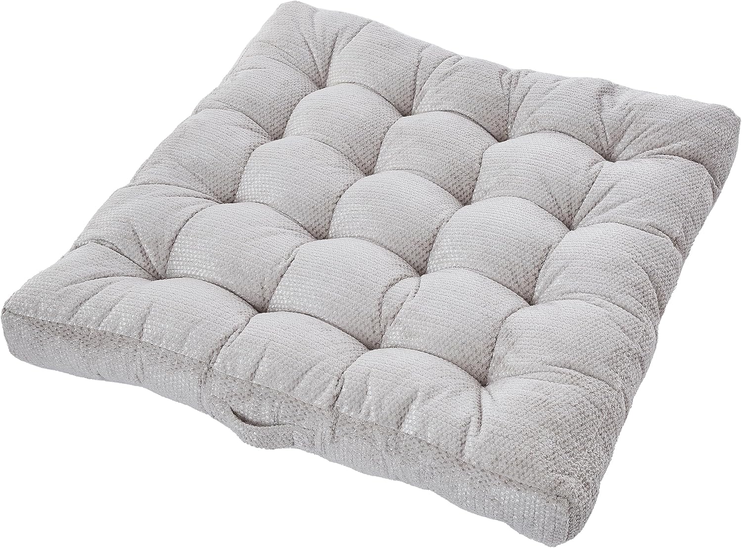 Sorra Home Indoor Tufted Floor Pillow, 40 in x 40 in x 5 in Square w/Handle, Dove