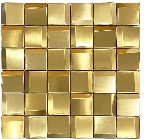 Parrotile 3D Wall Panels Golden 2x2 Metal Mosaic Tile Sheets