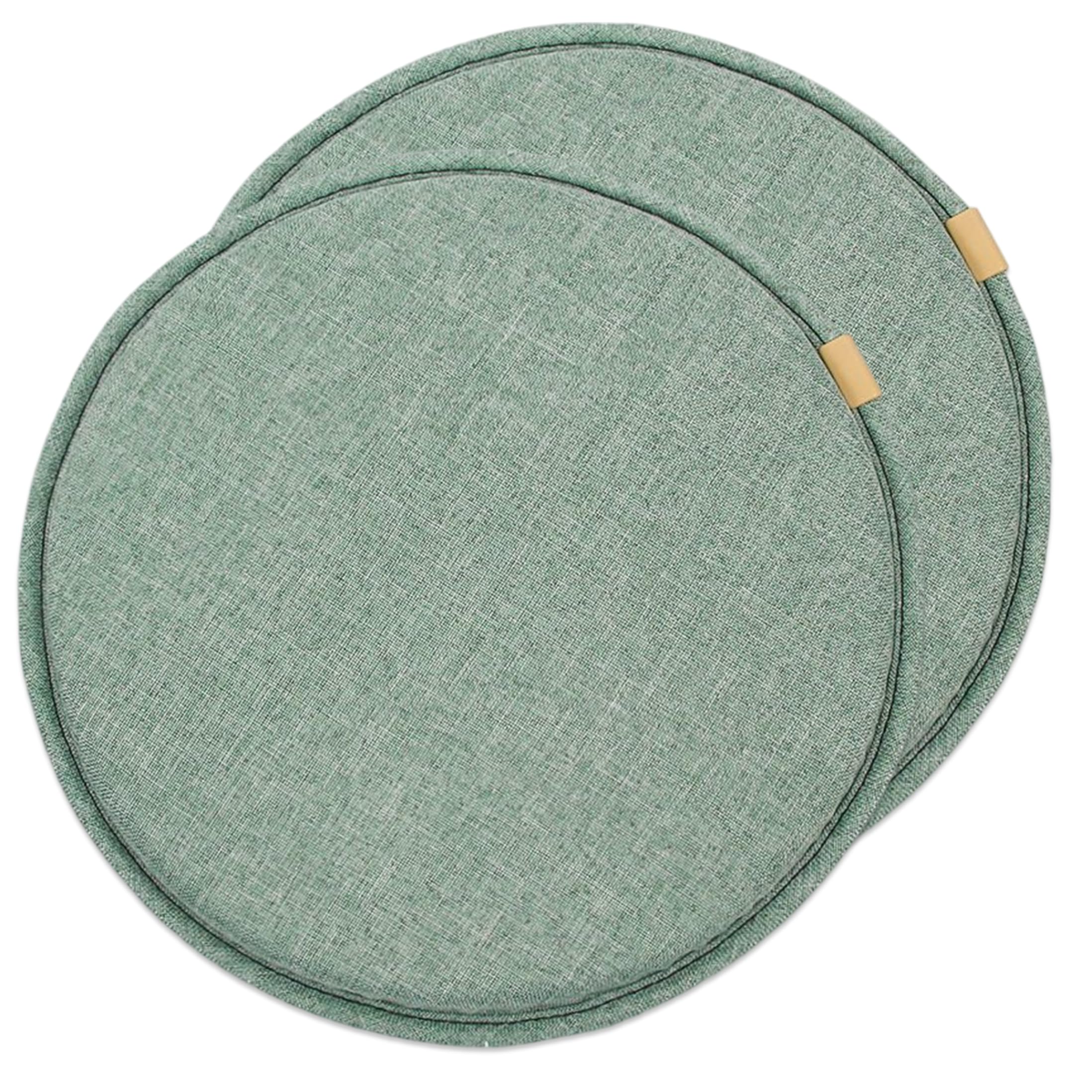 Coussins de chaise ronds 2 pièces vert 28 cm avec attaches pour siège de table