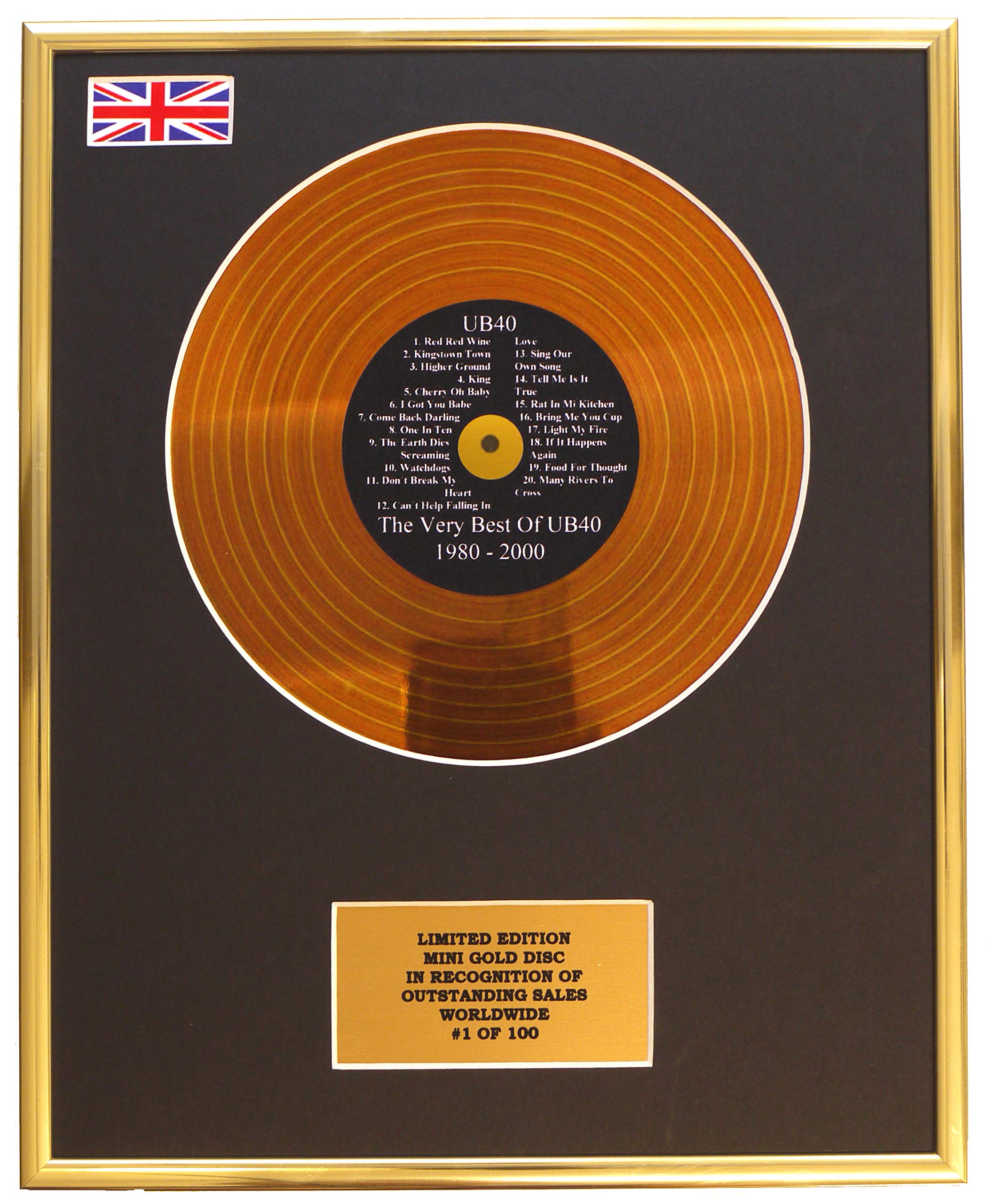 UB40 / MINI METAL GOLD DISC DISPLAY/LIMITED EDITION/COA/THE VERY BEST OF