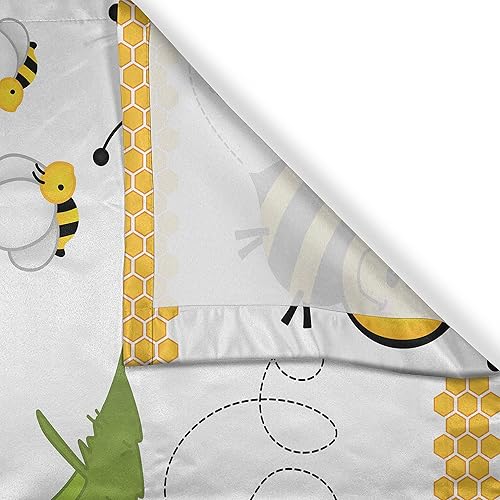 Miniatura 3 de Ambesonne Cortinas de cocina con collage de abejas voladoras, margaritas, miel, manzanilla, polen, estampado de animales, cortinas de ventana, juego