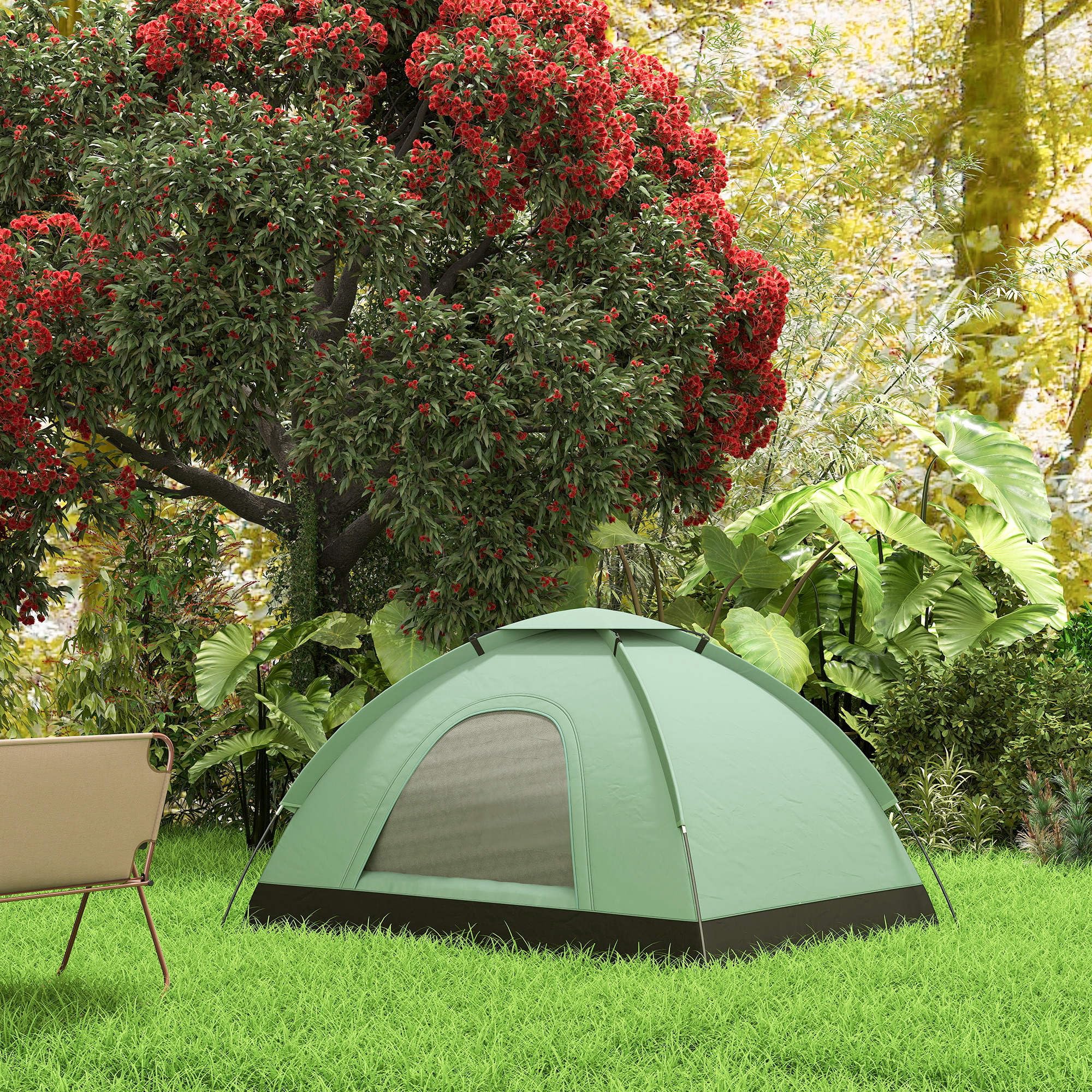 Outsunny Tente de Camping 2 Personnes Camouflage Tente dôme légère ventilée Facile à Monter avec Portes zippées, Poche de Rangement Sac de Transport Inclus Oxford