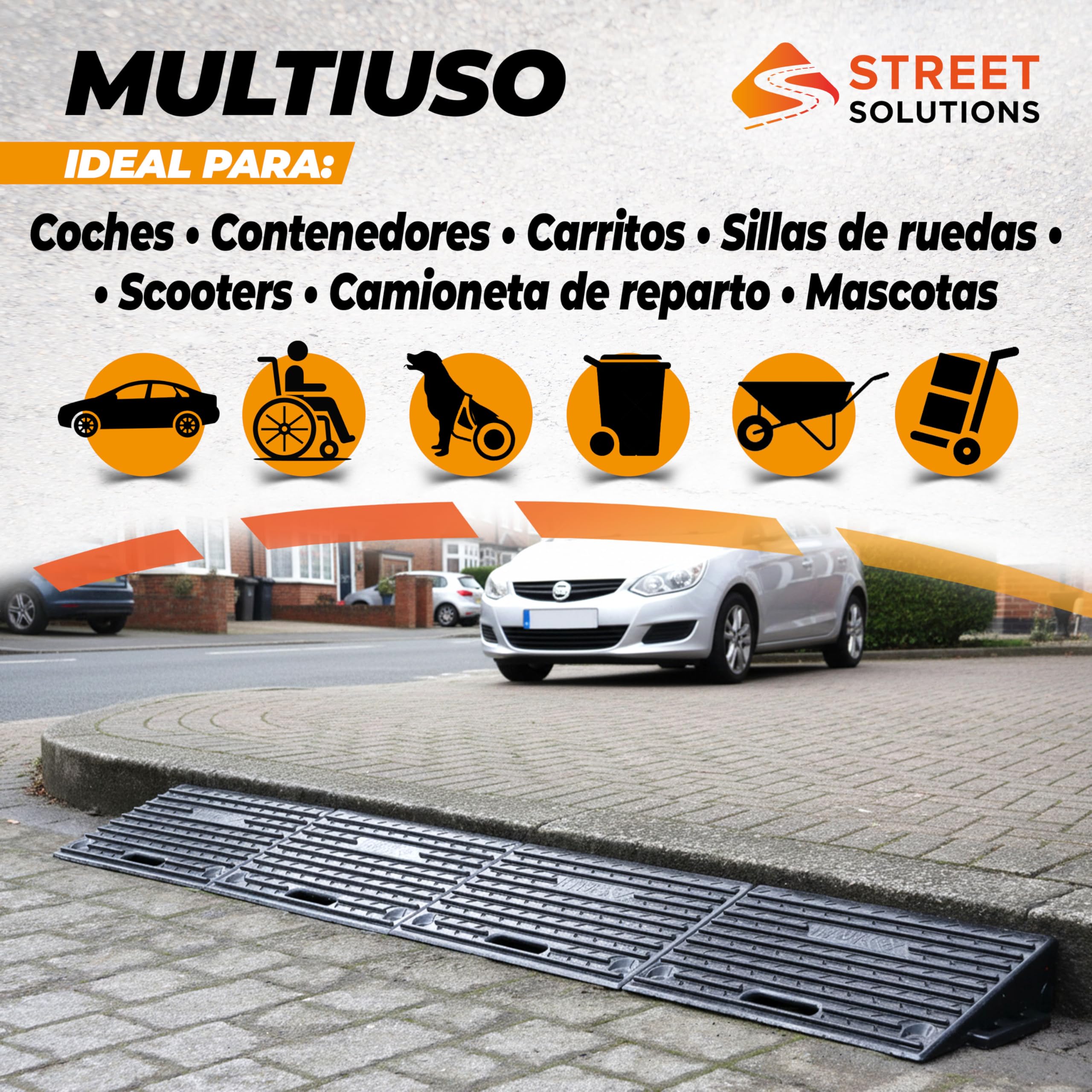 Street Solutions UK Pack de 2 Rampas para Coches de Goma (10 cm) - Antideslizantes, Ideales como rampa Silla de Ruedas y rampa Moto