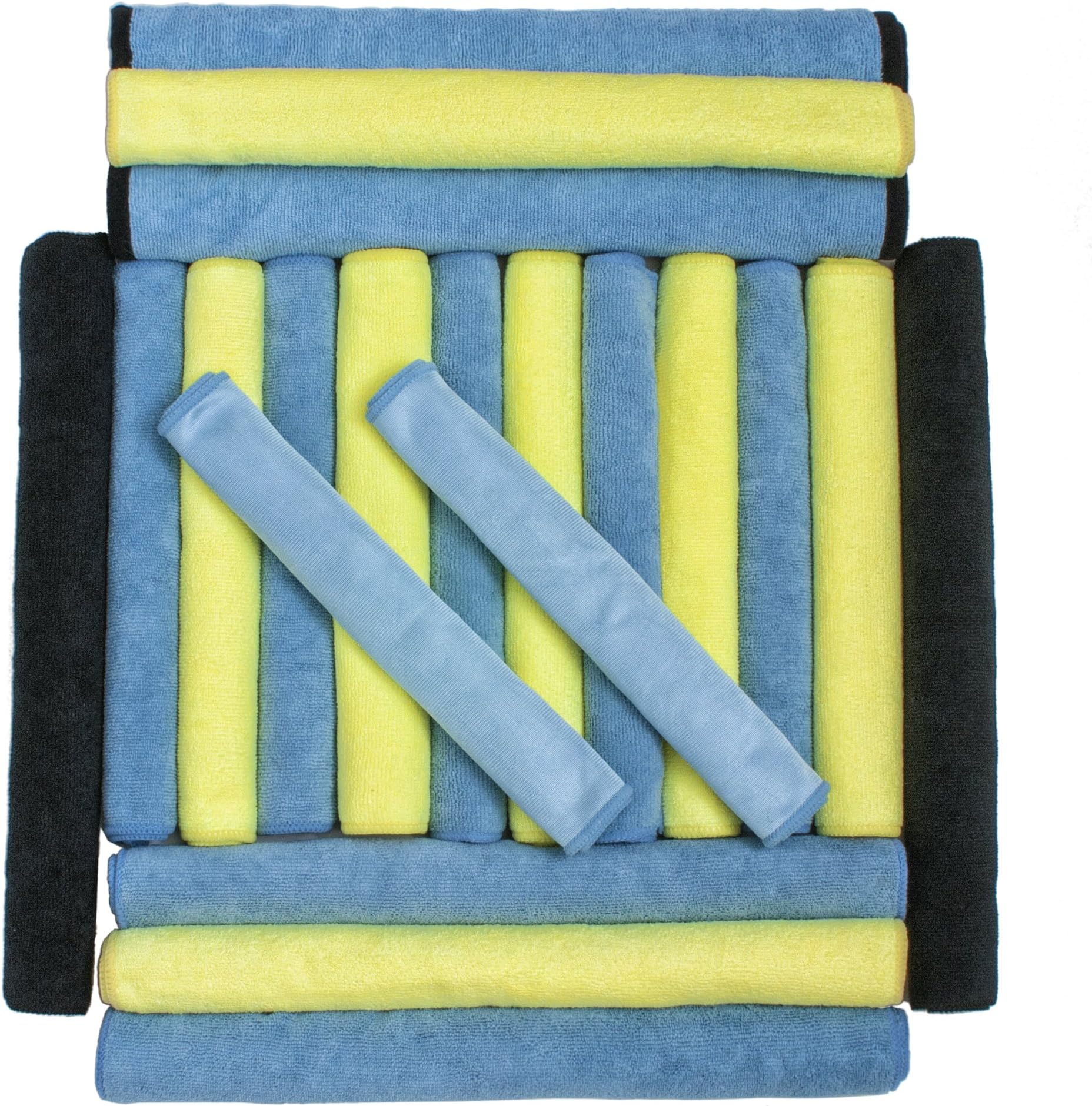 Microfiber Cloth and Towel Pack - 20 Premium Microfiber Cleaning Cloths and Towels for Cars in Car Cleaning Detailing Kit and for House Cleaning Supplies