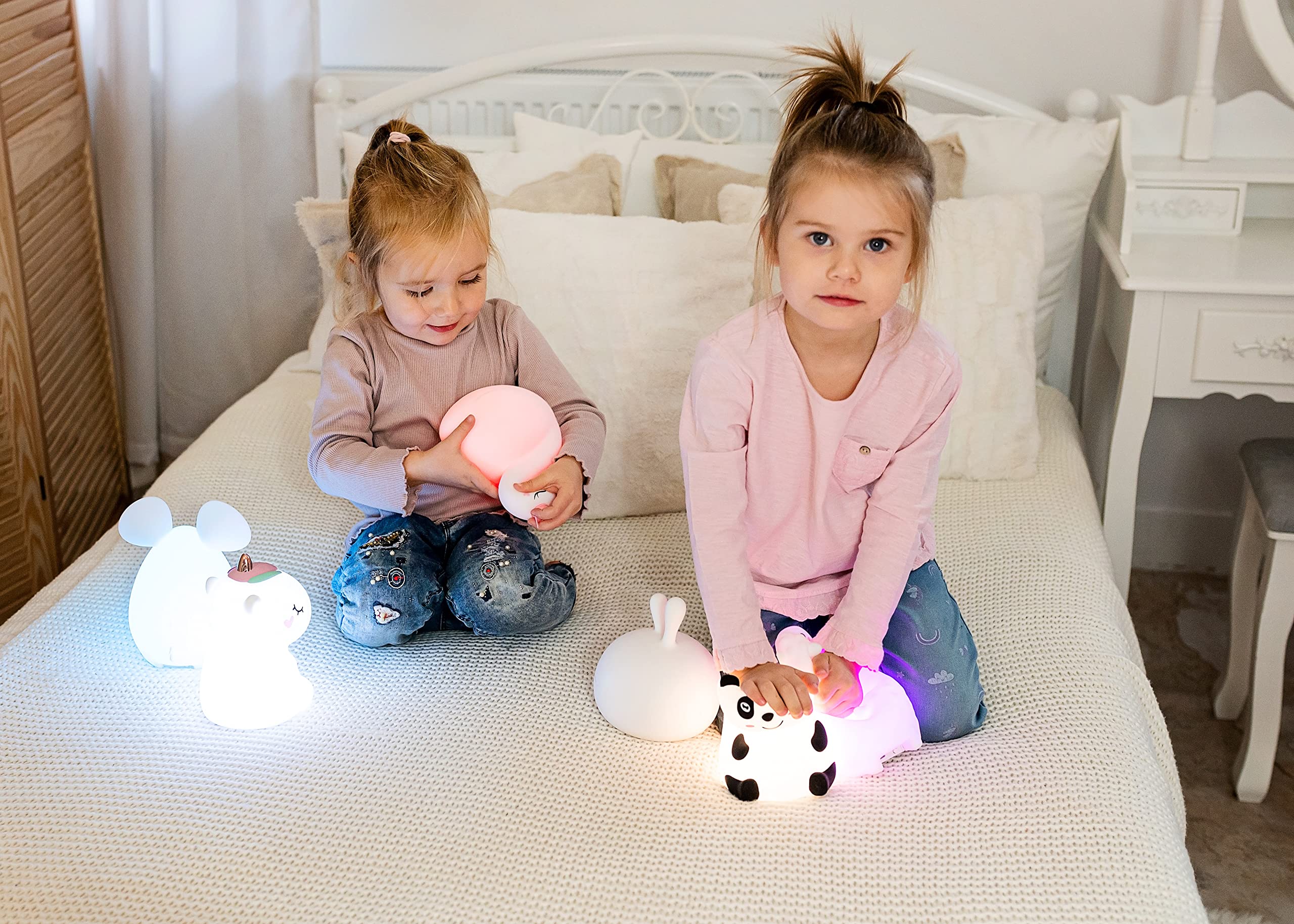CHIOUSEY Mond-Angelkatzen-Nachtlicht – Anpassbare Katzenfiguren, Warmes Licht – Süße Deko Fürs Schlafzimmer & Geschenk