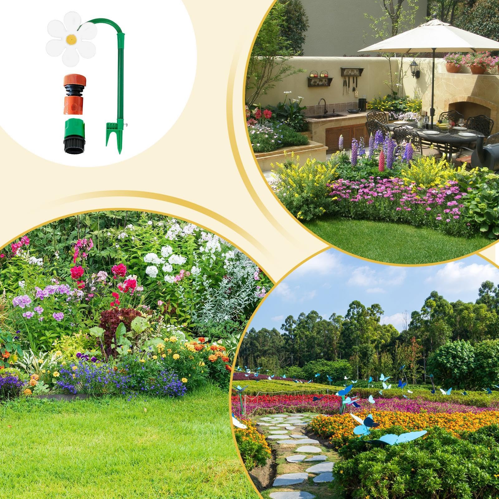 Wasserblume Sprinkler 4er Set BIG Wasserblumen – Flower-Shower Sprinkler, 38 Cm, Bunt – Gartenspaß Für Kinder