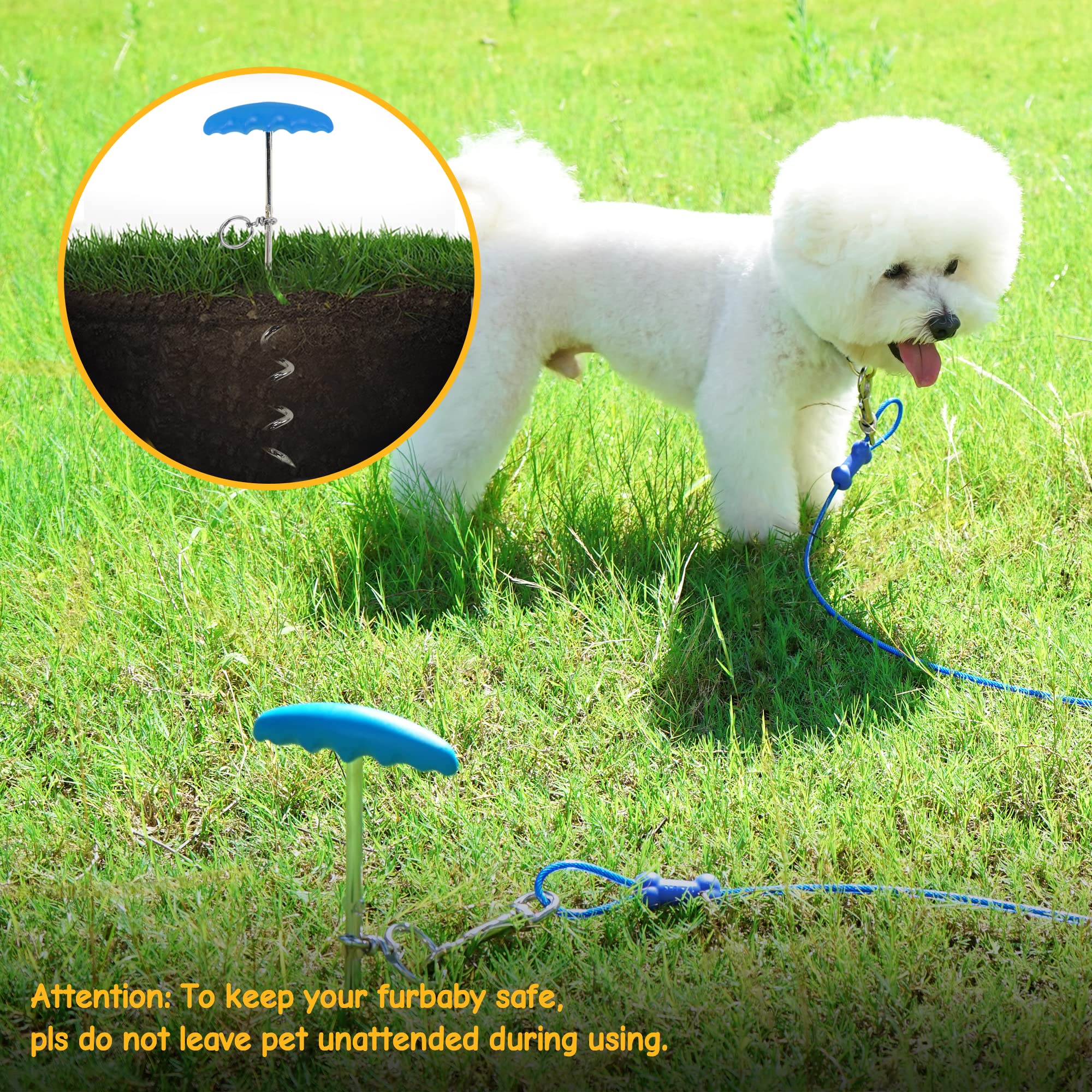 Petphabt - Cavo resistente per cani da 3 m, per cani di grandi dimensioni, giardino, giardino, parco animali domestici, cavo blu 56,7 kg
