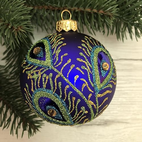Miniatura 2 de Adornos de Navidad de vidrio pintados a mano de 3.15 pulgadas, bola colgante, adornos para árbol de Navidad, mini adornos para decoración de