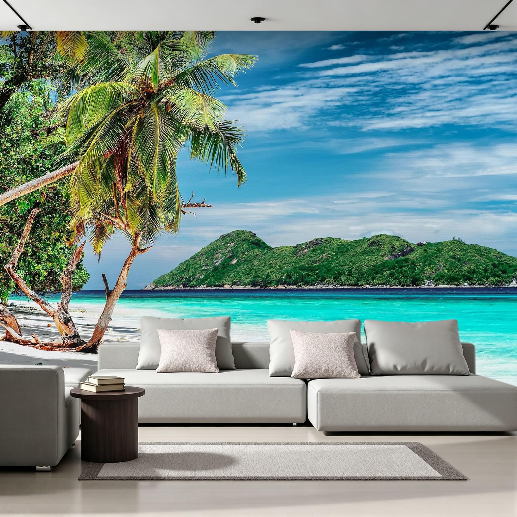 Photo Mural 3D Cocotiers pour transformer votre chambre d'enfant en plage d'été