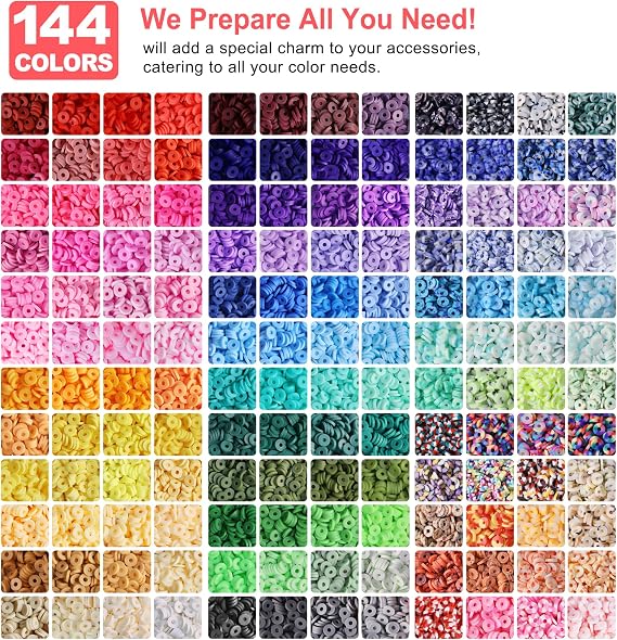 Redtwo 23000 Pcs 144 Colors Clay Beads Bracelet Making Kit