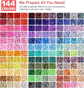 Redtwo 23000 Pcs 144 Colors Clay Beads Bracelet Making Kit