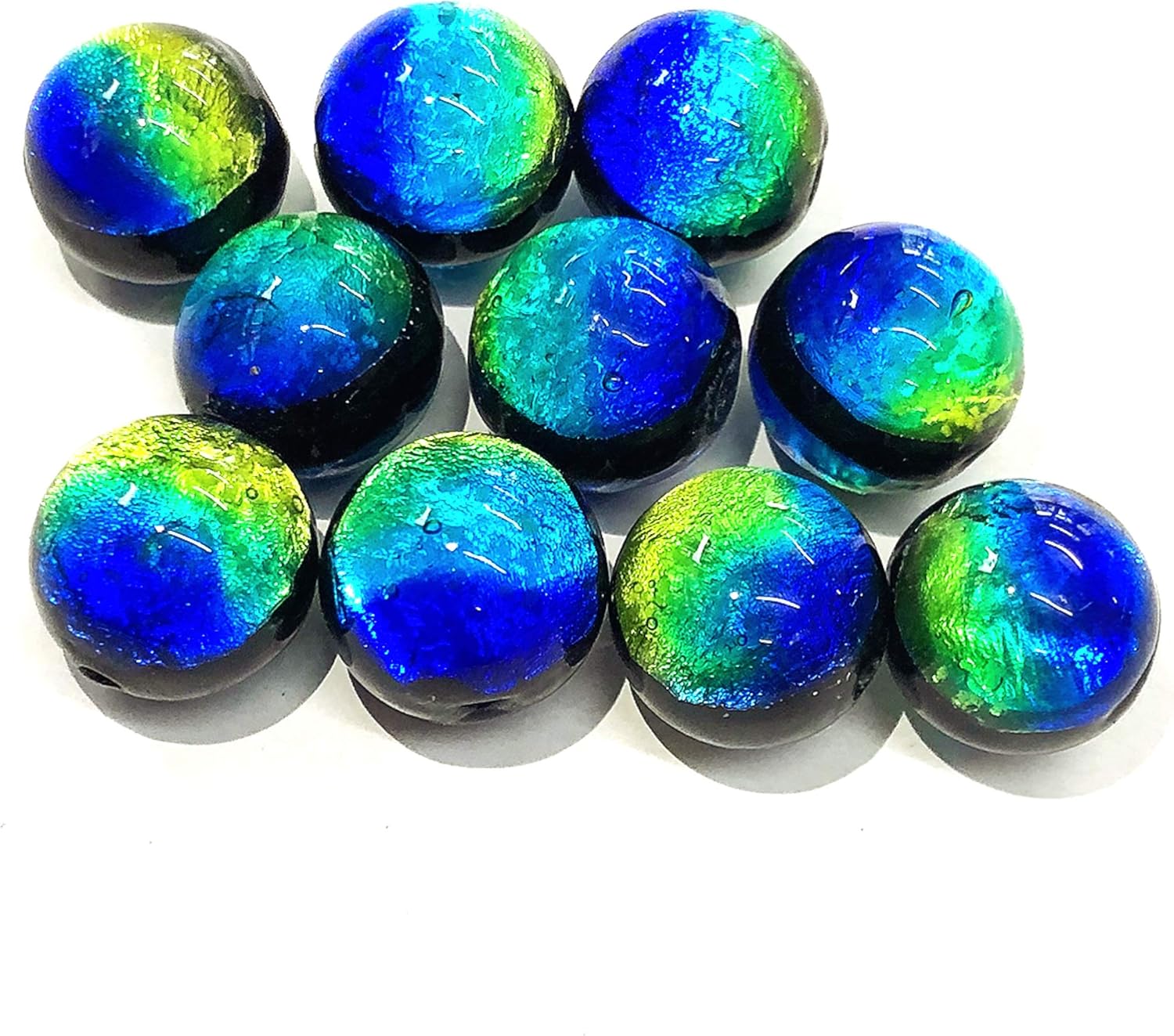 ケラマグリーン 8mm 連売り 50粒 蓄光 ホタルガラス 沖縄とんぼガラス ホタル石 慶良間諸島 とんぼ玉