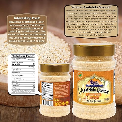 Miniatura 2 de Rani Asafetida (Hing) Molida de 3.75 oz (106 g) Apto para gluten, tarro de PET ~ Todo natural Sin sal Vegano Sin OMG Especias indias