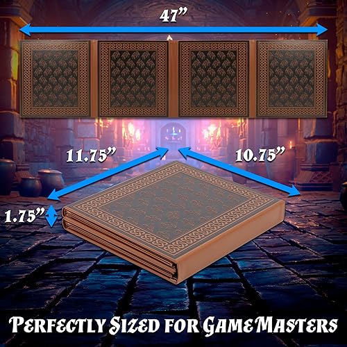 Miniatura 7 de CASEMATIX DM Screen - Pantalla de cuero sintético de 8 paneles de lujo GM  Pantalla plegable de ocho paneles con 2 paneles oscilantes y bolsillos de