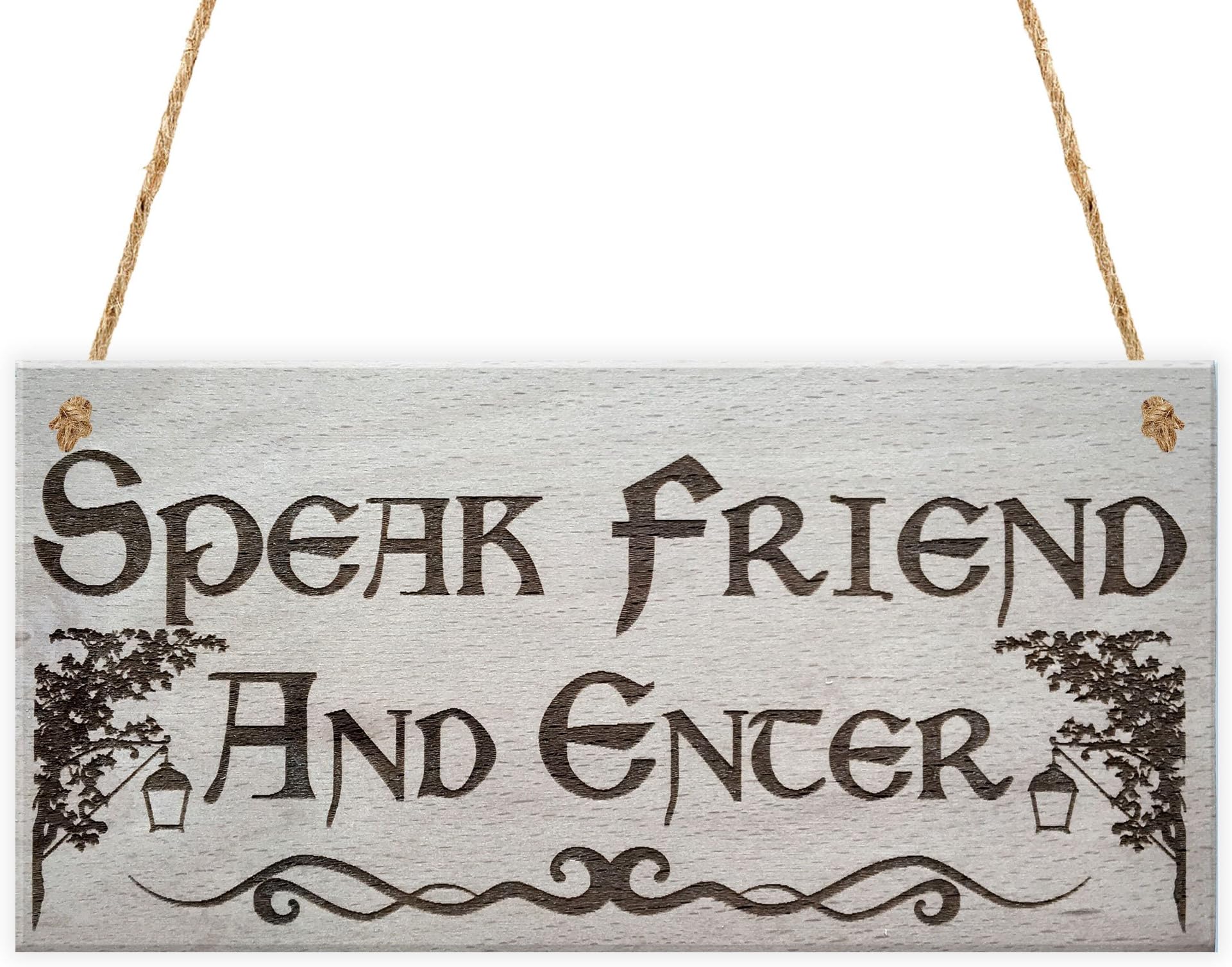 Speak Friend And Enter Wooden Hanging Man Cave Gift Plaque Dad Pub Bar Sign