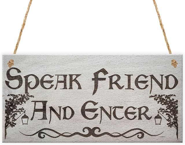 RED OCEAN Speak Friend And Enter Wooden Hanging Man Cave Gift Plaque Dad Pub Bar Sign