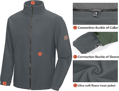 Miniatura 2 de Little Donkey Andy Chaqueta de esquí de invierno 3 en 1 para hombre, chaqueta de forro polar cálido, impermeable, resistente al viento, abrigo de