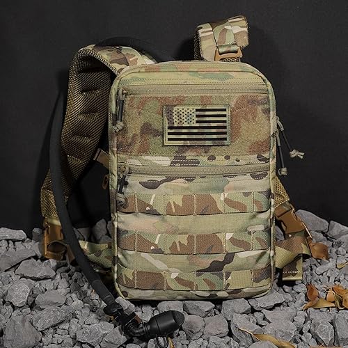 Miniatura 7 de PETAC GEAR Mochila táctica de hidratación Molle para 1.5L - Bolsa de depósito de agua ligera para mochila Molle Vest para senderismo, caza