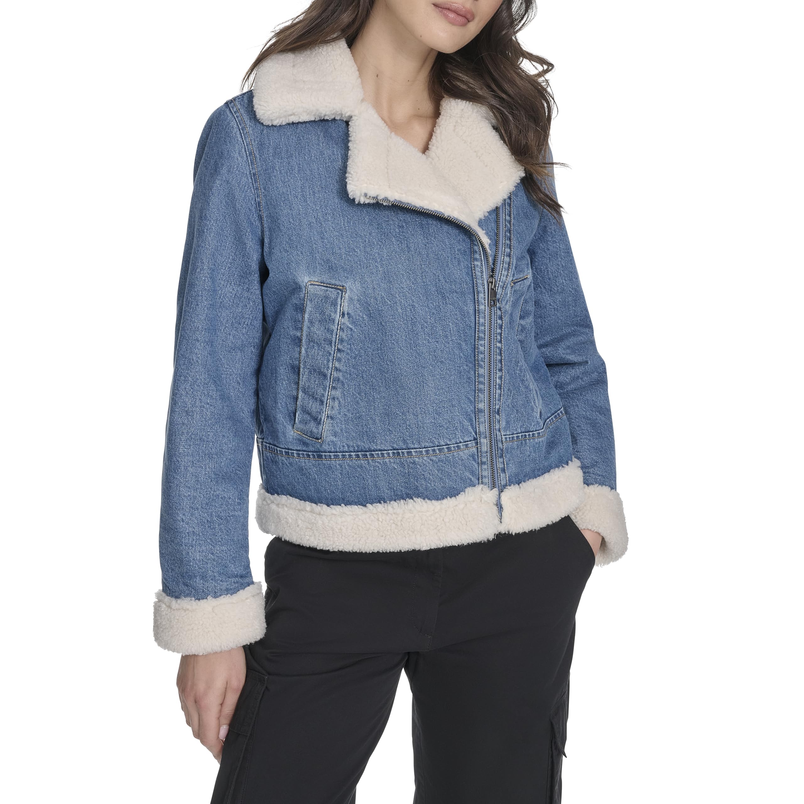 

                                                    Levi's Women's Denim Moto with Sherpa Lining, Medi