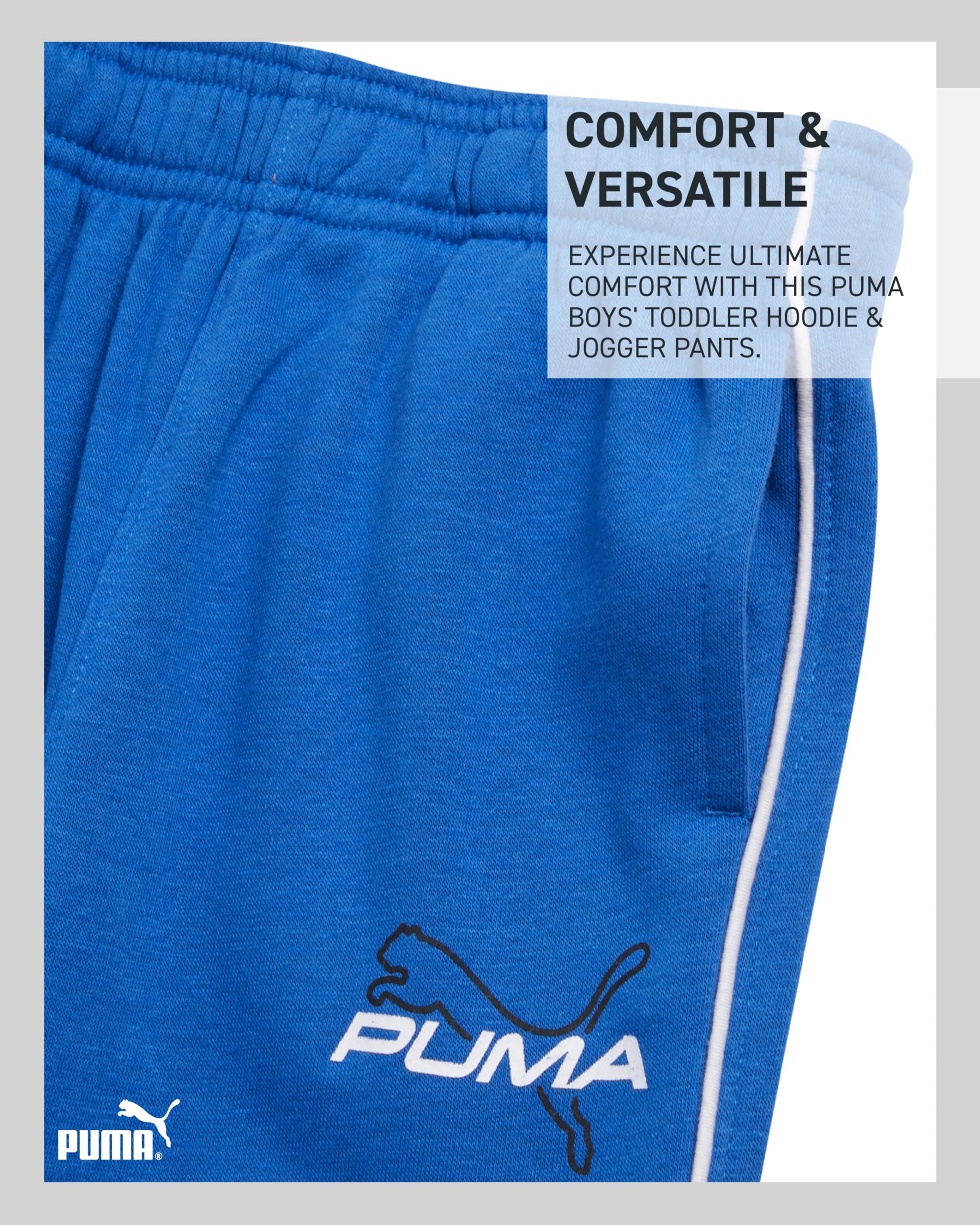 PUMA Set di pantaloni da bambino, 2 pezzi, con felpa con cappuccio e pantaloni da jogging, in morbido pile, per taglie da bambino