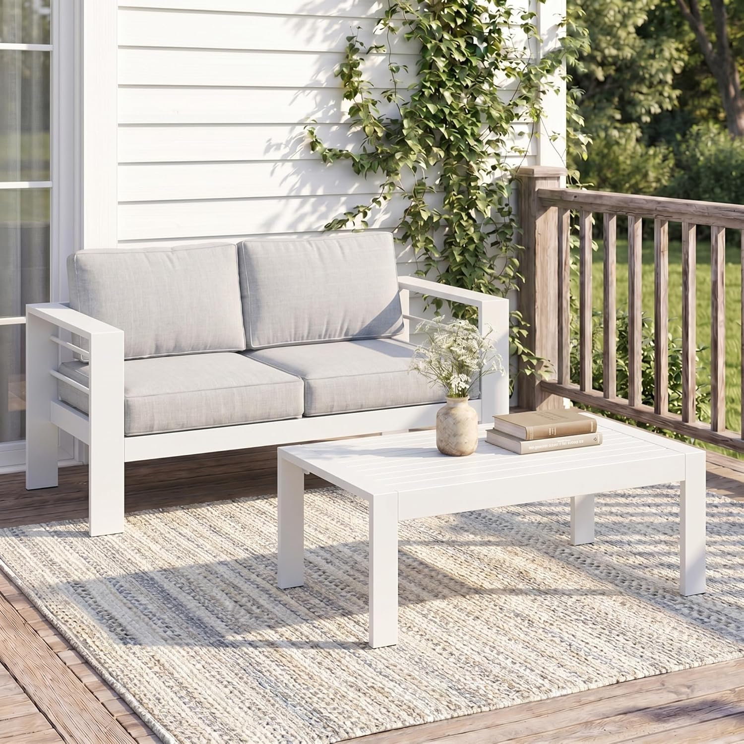 Solaste Outdoor Couch Aluminum Patio Furniture Sofa, 3-Seat All-Weather Metal Outdoor Patio Furniture with Cushions,Dark Grey