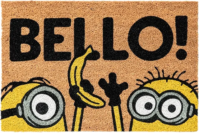 Paillasson Drôle Minions 40x60 cm - Tapis Antidérapant Extérieur/Intérieur en Fibre de Coco