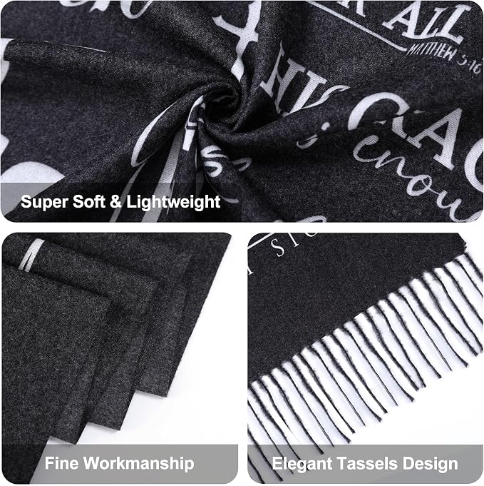 Pashmina para mujer religiosa regalo inspiracional negra y blanca miniatura 6