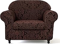 Vista 19 de SUBRTEX Fundas para sofá de 2 piezas, diseño de damasco jacquard de 3 plazas con cojín de asiento, fundas elásticas para sofá, protector de muebles