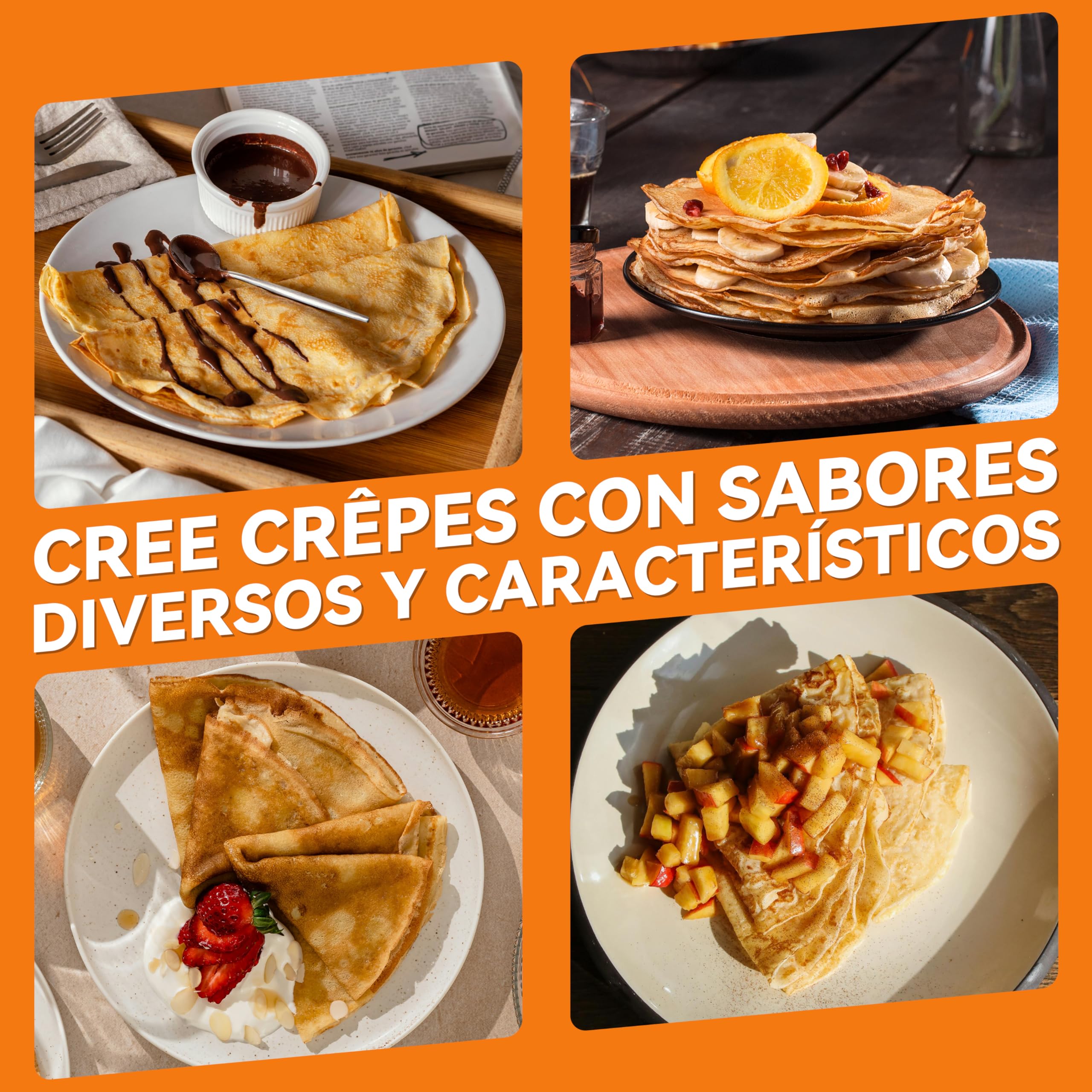 Baker's Friend Fabricante Instantáneo de Crêpes con Mango, Máquina de Crêpes Eléctrica, Crêperia Eléctrica, Superficie Calentada de 20 cm de Diámetro, Aqua