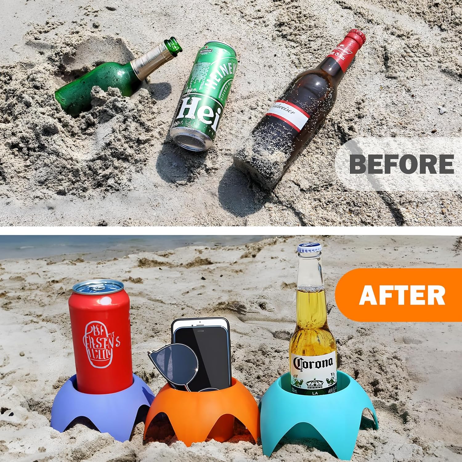 Beach Accessories for Vacation,Beach Gear Beach Cup Holders Beach Supplies Beach Trip Must Haves for Women Adults Family Friends(Multicolor, 5 Pack)