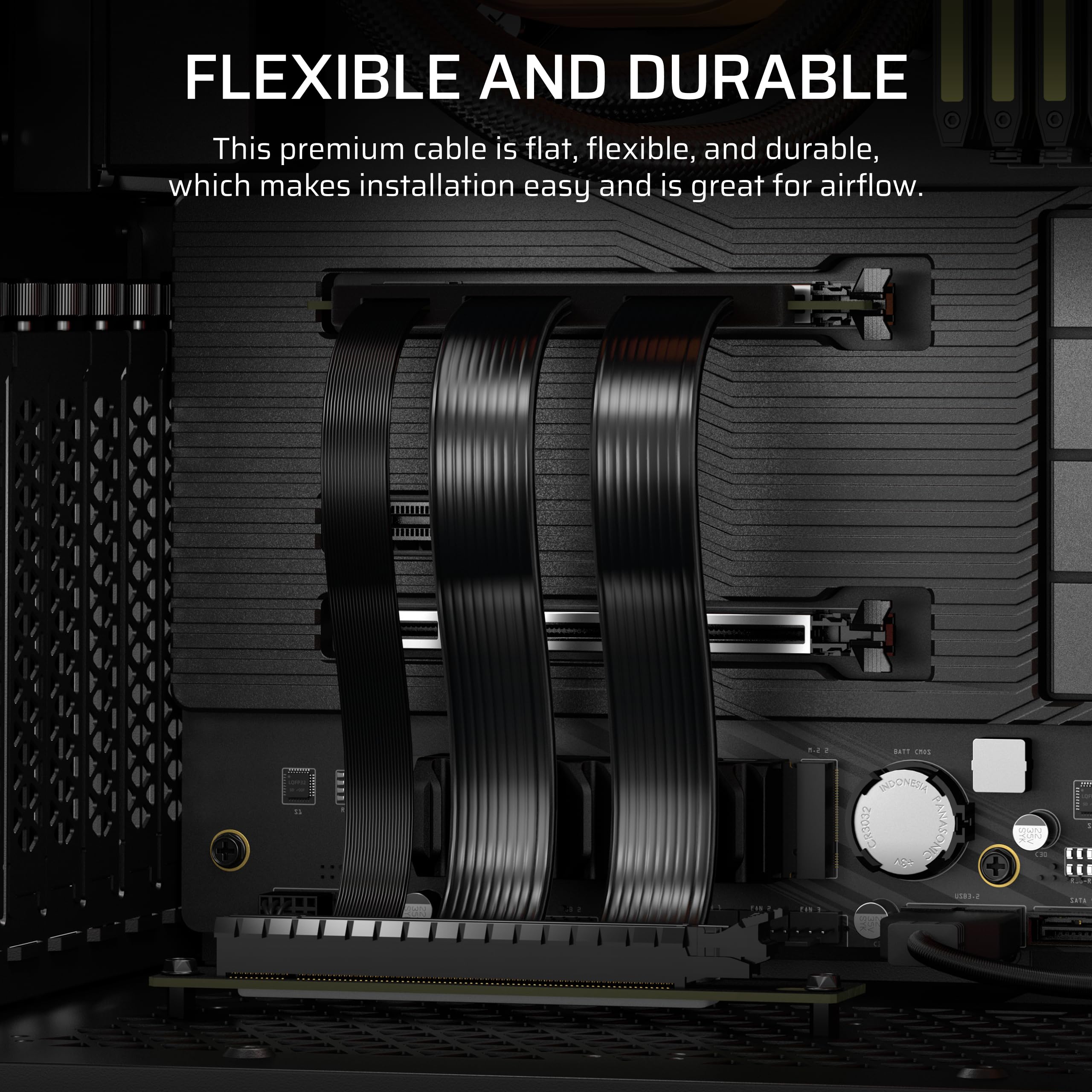 CORSAIR Premium PCIe 5.0 x16 175 mm kabel riser – bardzo elastyczny, trwały, czarny