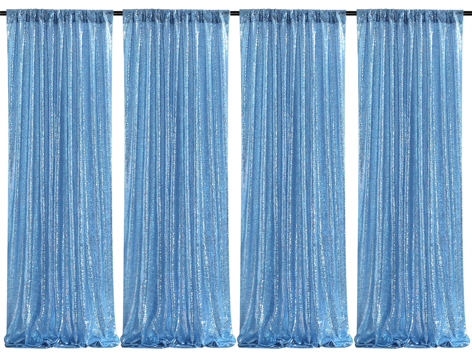 Wedding Sequin Backdrop Curtains 4 Pcs 2ftx8ft Baby Blue Sparkly Stage Backdrop Drapes Birthday Party Background Decoration