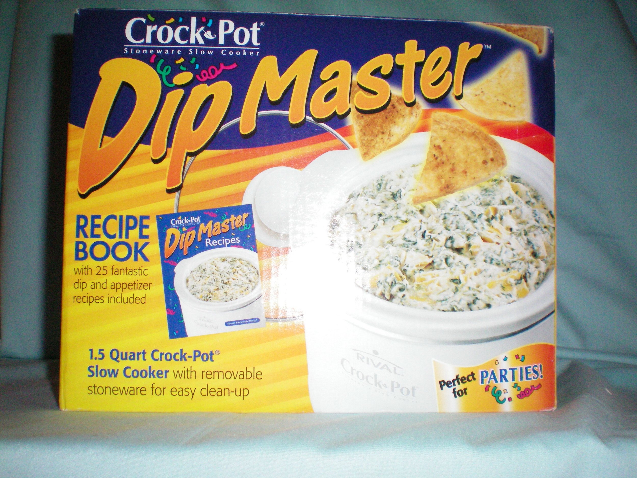 Rival 1 5 Qt Crock Pot Slow CookerDip Master w Recipe Book - as shown