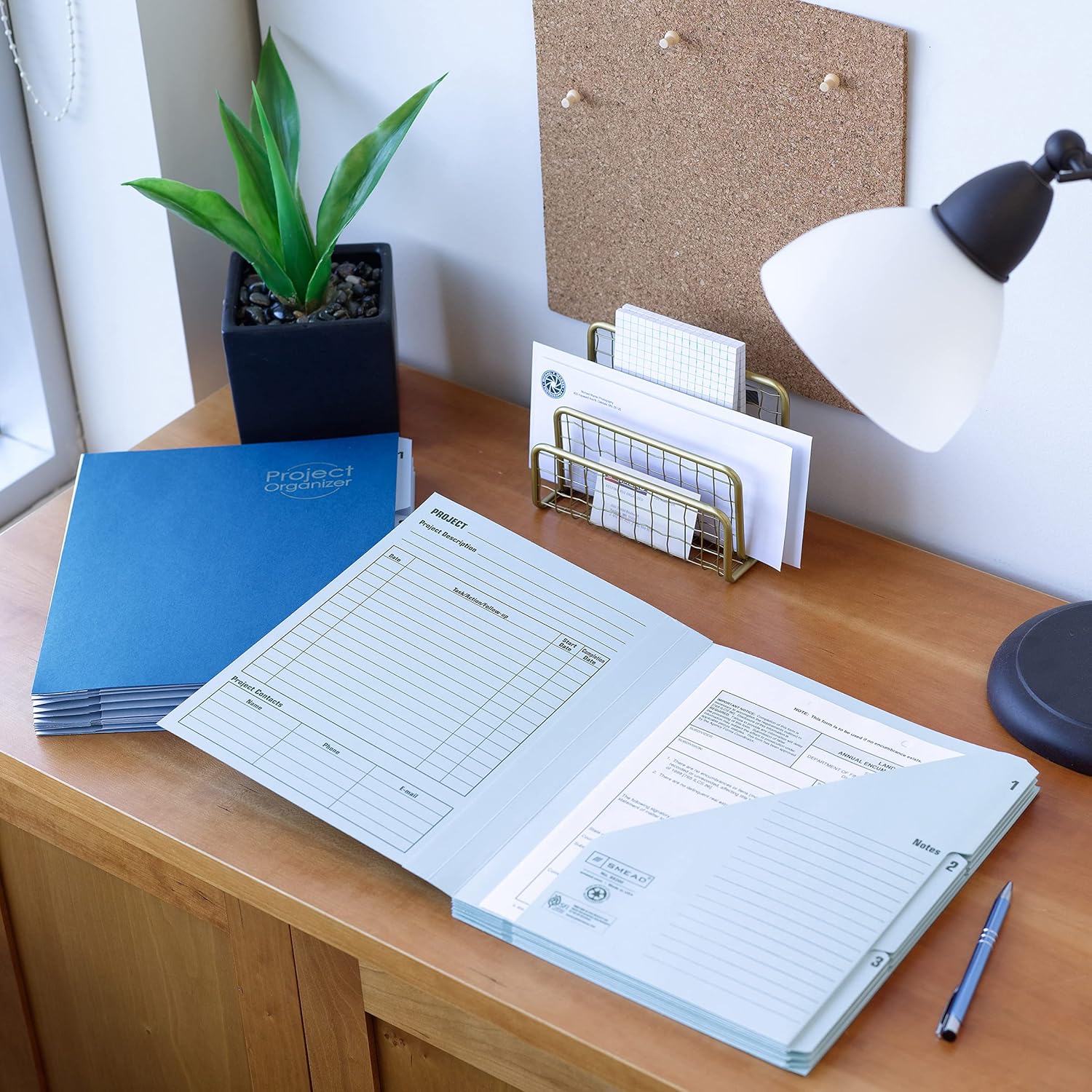 Smead Project Organizer, 10 Pockets, Closed Sides, Preprinted Templates, Reinforced Tabs, Letter Size, Navy/Lake Blue (89200)