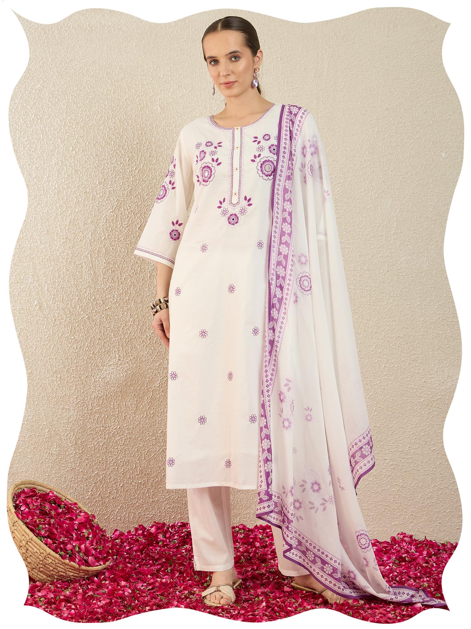 indo era Women Pure Cotton Kurta Set with Dupatta | Festive Suit Set, 11813-picture-26