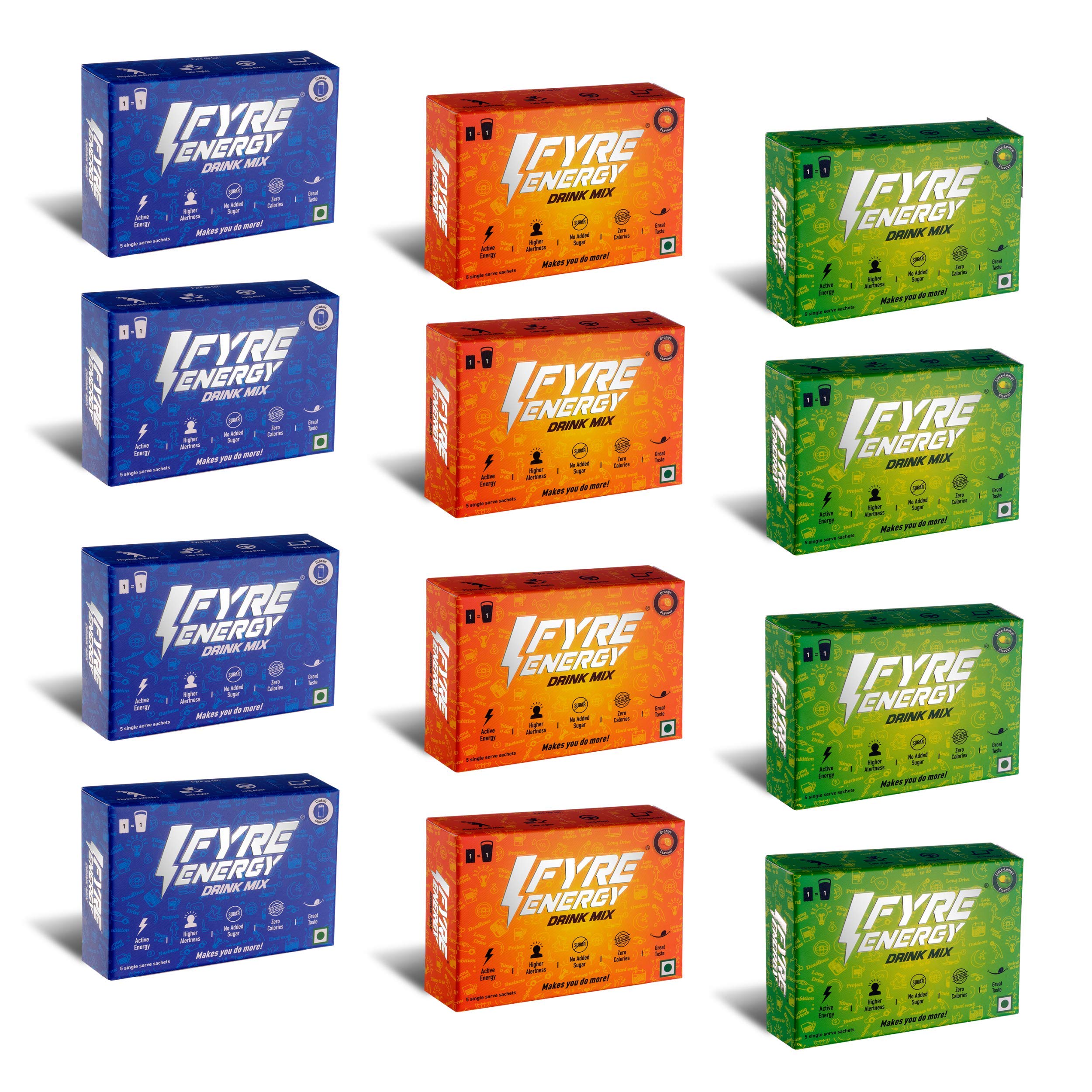 Buy Fyre Energy Drink Mix Combo Flavours for Energy, Alertness, No