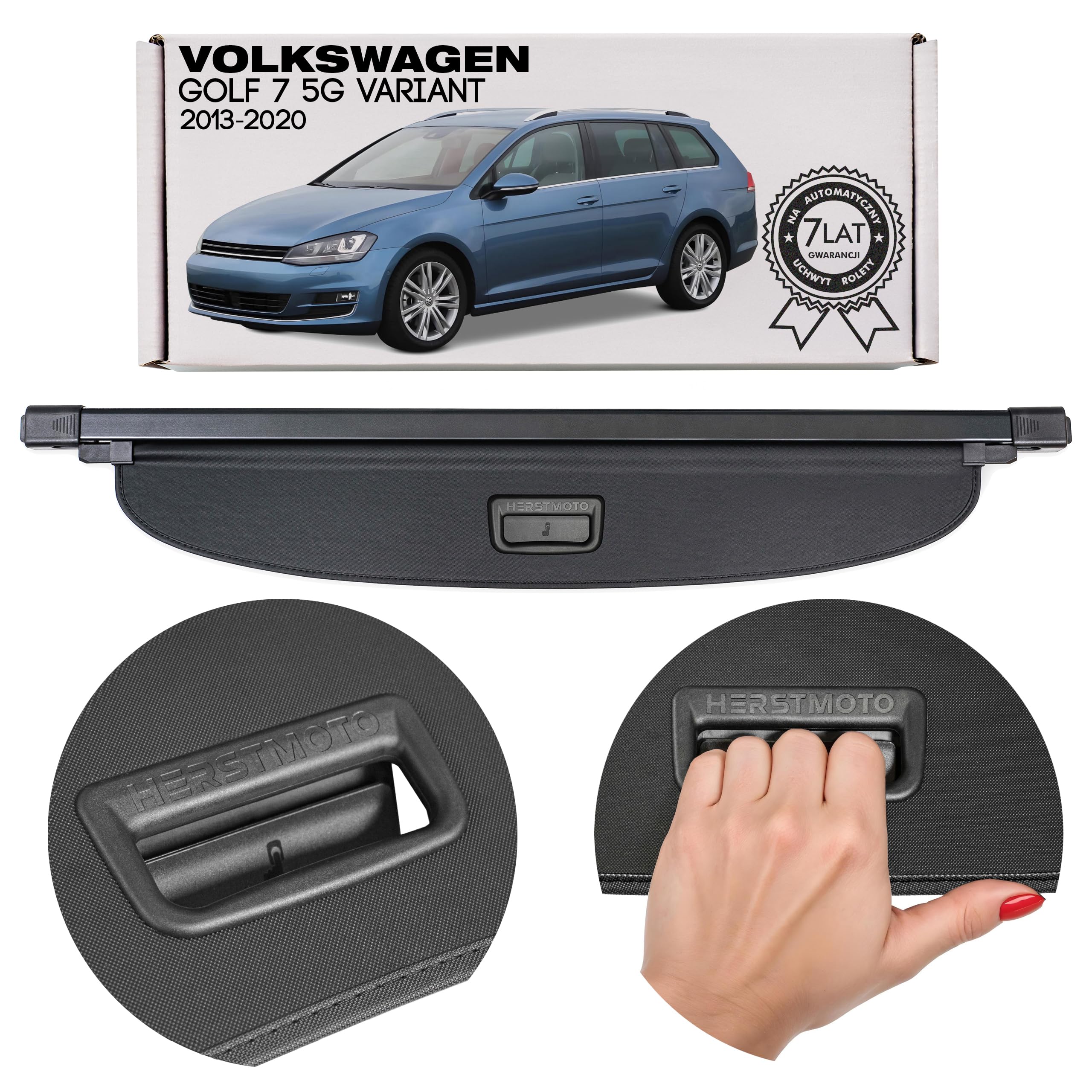 Kofferraumabdeckung Laderaumabdeckung mit Halterungen – Kofferraum Rollo Gepäckraumabdeckung passend für Volkswagen Golf 7 VII 5G Variant (Kombi) 2013-2020 5G9867871F